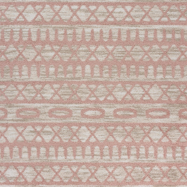 8' x 9' Blush and Beige Geometric Striped Area Rug