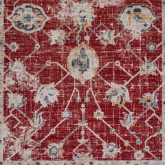 10' x 13' Red Distressed Border Area Rug