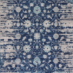 5' x 8' Navy Blue Faded Floral Motif Area Rug