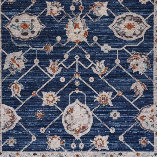 10' x 13' Navy Traditional Border Area Rug