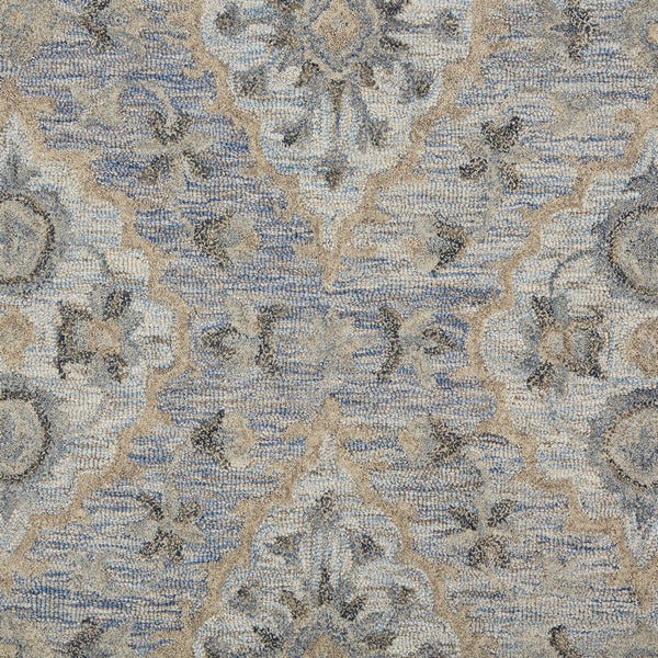 8' x 10' Blue and Tan Traditional Area Rug