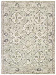 8' x 10' Pale Green and Cream Decorative Area Rug