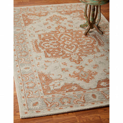 5' x 8' Orange and Ivory Medallion Area Rug