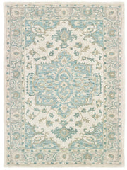 8' x 10' Turquoise and Cream Medallion Area Rug