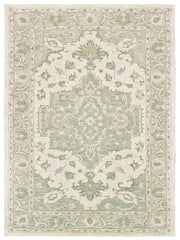 9' x 12' Green and Cream Medallion Area Rug