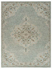 9' x 12' Blue and Beige Flor Medallion Area Rug