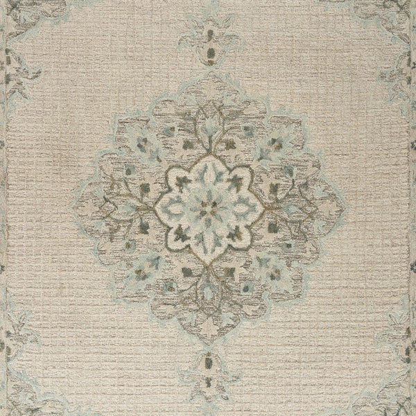 8' x 10' Ivory Distressed Floral Area Rug
