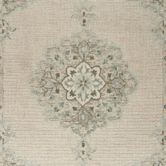 8' x 10' Ivory Distressed Floral Area Rug