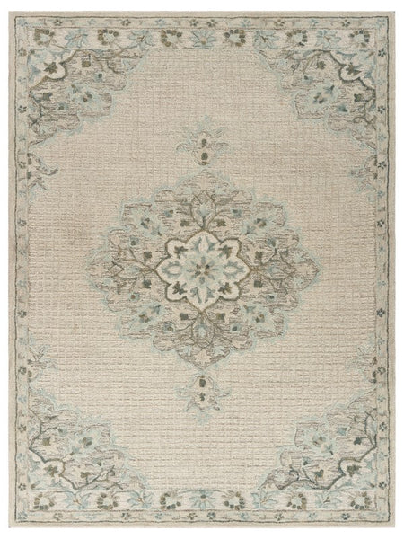 9' x 12' Ivory Distressed Floral Area Rug