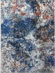 8' x 10' Blue and White Abstract Ocean Area Rug