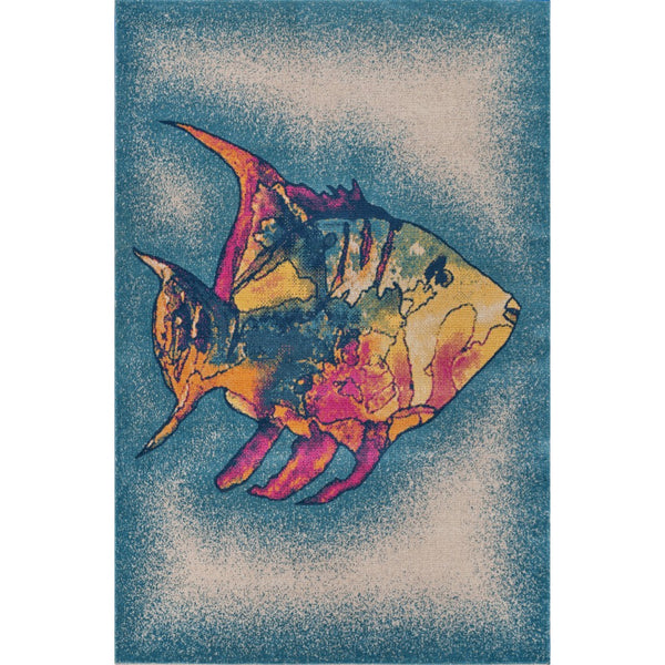 2' x 3' Blue Coral Fish Indoor Outdoor Scatter Rug