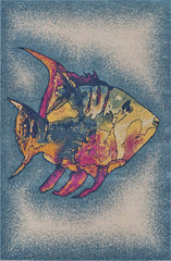 5' x 8' Blue Coral Fish Indoor Outdoor Scatter Rug
