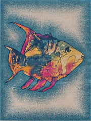 8' x 10' Blue Coral Fish Indoor Outdoor Area Rug