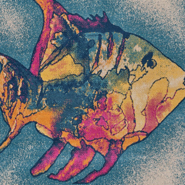 8' x 10' Blue Coral Fish Indoor Outdoor Area Rug