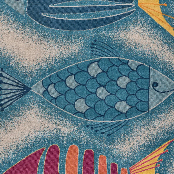 8' x 10' Blue Triple Fish Indoor Outdoor Area Rug
