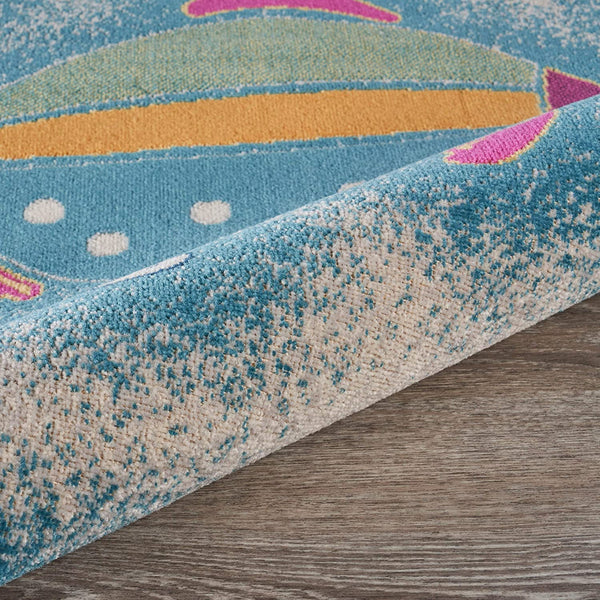 2' x 3' Blue Playful Fish Indoor Outdoor Scatter Rug