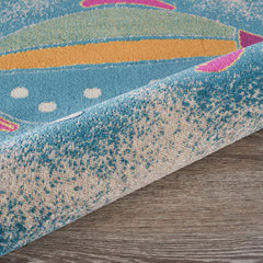 2' x 3' Blue Playful Fish Indoor Outdoor Scatter Rug