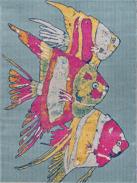 2' x 3' Pink Fish Trio Indoor Outdoor Scatter Rug