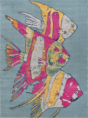 2' x 3' Pink Fish Trio Indoor Outdoor Scatter Rug
