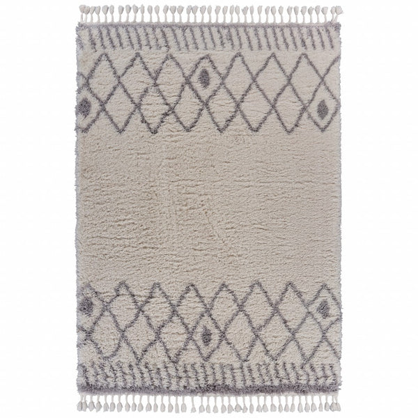 5' x 7' Gray Geometric Bohemian Area Rug