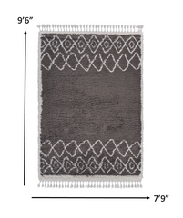 8' x 10' Dark Gray Geometric Bohemian Area Rug