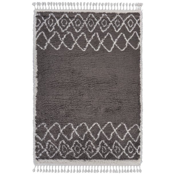 8' x 10' Dark Gray Geometric Bohemian Area Rug
