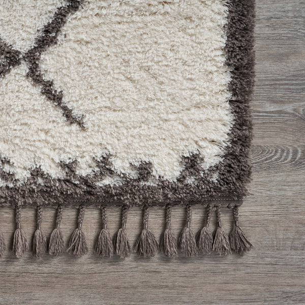 5' x 7' Cream and Gray Geometric Fringe Area Rug