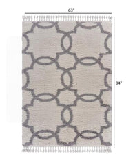 5' x 7' Cream and Gray Trellis Area Rug