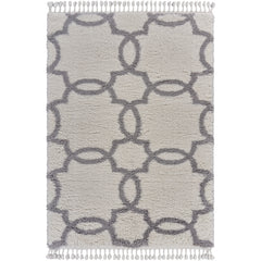 8' x 10' Cream and Gray Trellis Area Rug