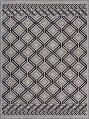 5' x 7' Black Geometric Indoor Outdoor Area Rug