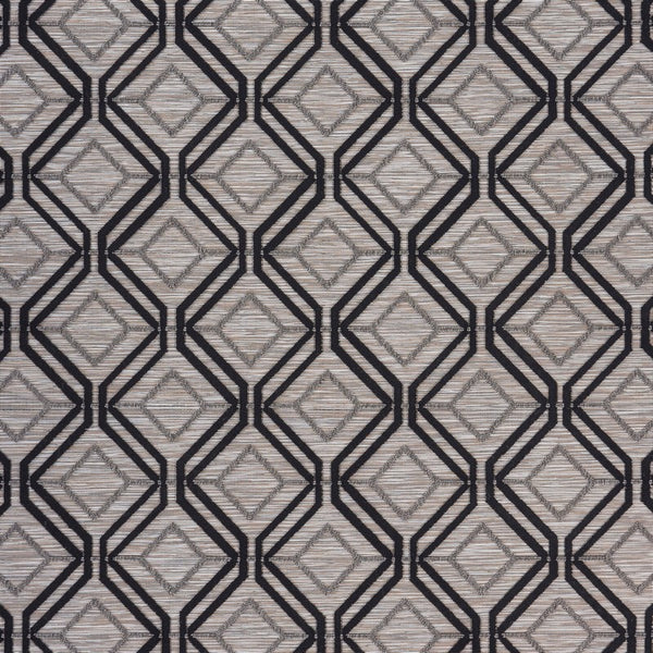 5' x 7' Black Geometric Indoor Outdoor Area Rug