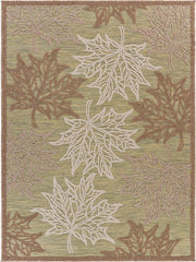 8' x 10' Tan Maple Leaf Indoor Outdoor Area Rug