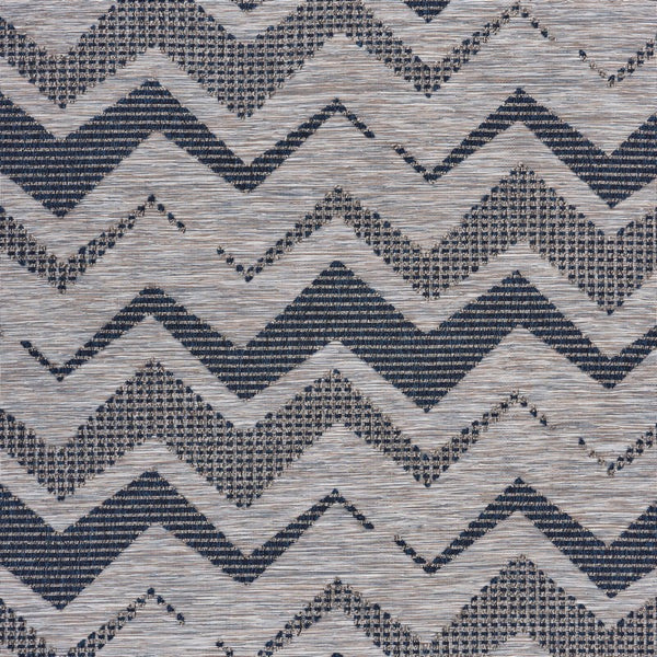 5' x 7' Navy Zig Zag Indoor Outdoor Area Rug
