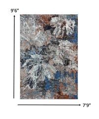 8' x 10' Gray Abstract Foliage Area Rug
