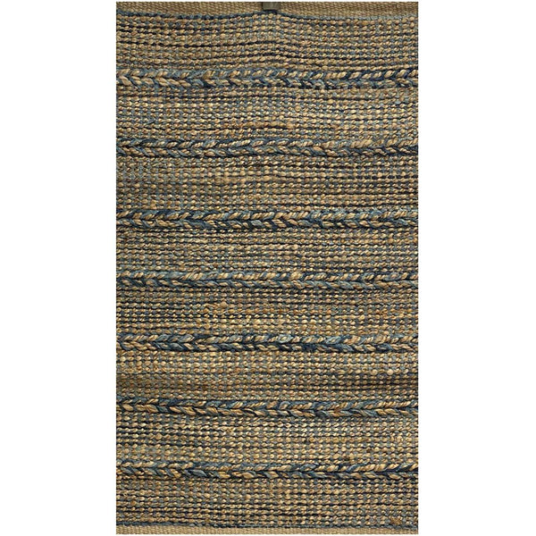 5' x 7' Blue and Tan Braided Stripe Area Rug