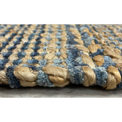 5' x 7' Blue and Tan Braided Stripe Area Rug