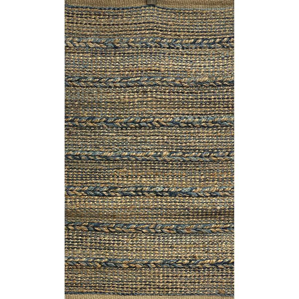7' x 9' Blue and Tan Braided Stripe Area Rug