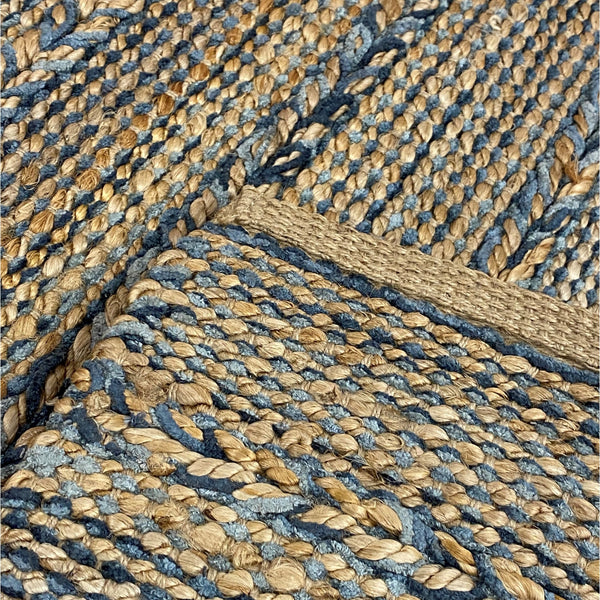 7' x 9' Blue and Tan Braided Stripe Area Rug