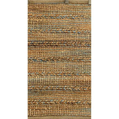7' x 9' Seafoam and Tan Braided Stripe Area Rug