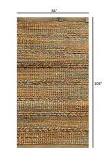 7' x 9' Seafoam and Tan Braided Stripe Area Rug