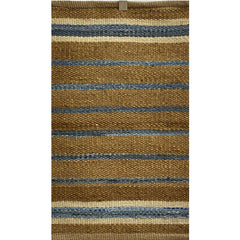 5' x 7' Tan and Blue Striped Area Rug