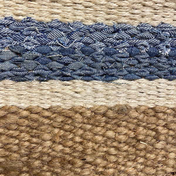 5' x 7' Tan and Blue Striped Area Rug