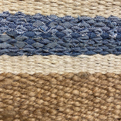 5' x 7' Tan and Blue Striped Area Rug