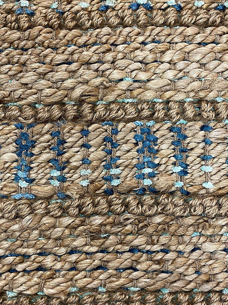 2' x 5' Tan and Seafoam Reversible Jute Area Rug