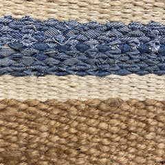2' x 3' Tan and Blue Striped Scatter Rug
