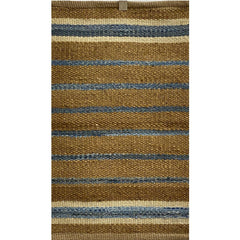 3' x 4' Tan and Blue Striped Area Rug
