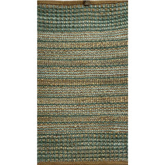 2' x 3' Seafoam and Tan Braided Jute Scatter Rug