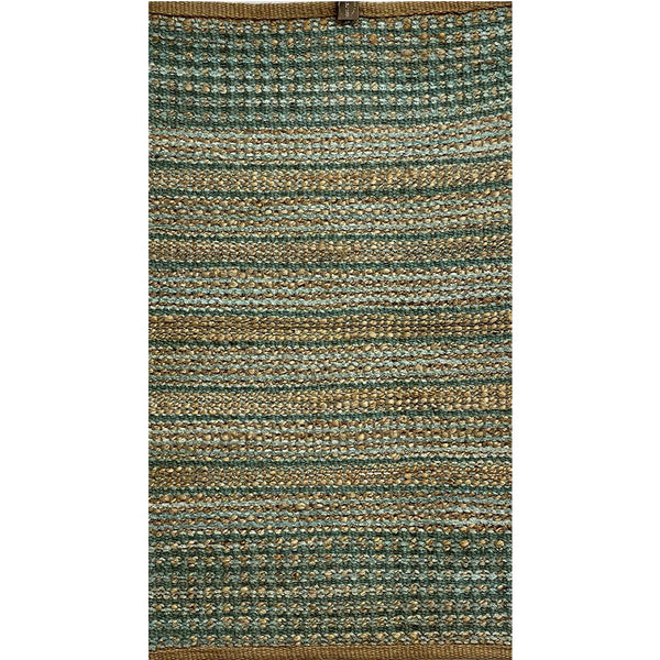 3' x 4' Seafoam and Tan Braided Jute Area Rug