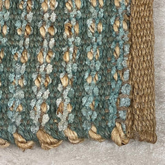 3' x 4' Seafoam and Tan Braided Jute Area Rug
