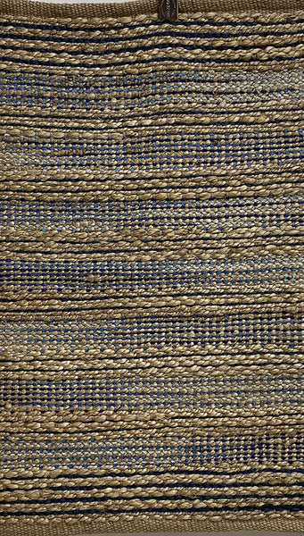 2' x 5' Navy and Tan Braided Jute Area Rug